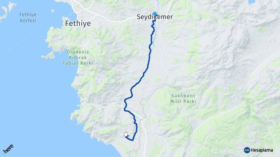 Muğla Seydikemer Karadere Seydikemer Arası Kaç Km - Yol Haritası