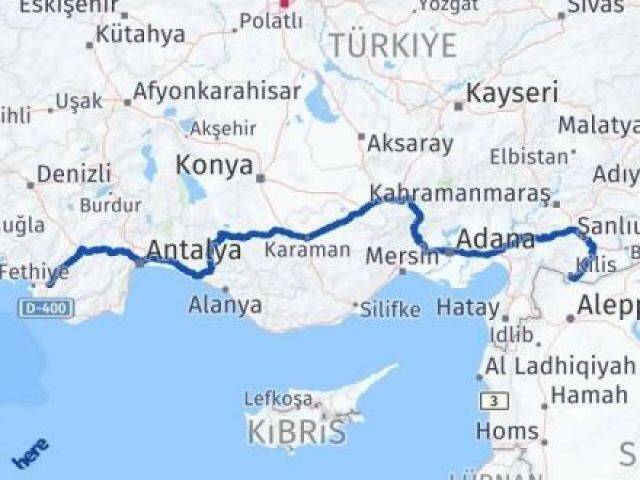 Muğla Seydikemer Kilis Arası Kaç Km - Yol Haritası
