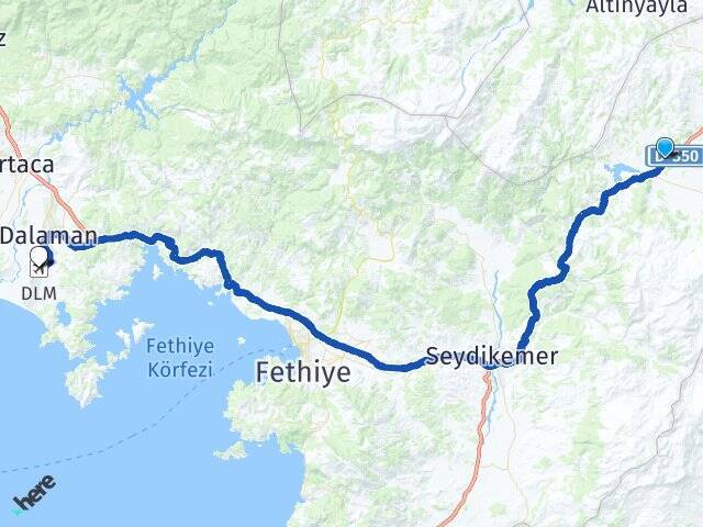 Kınık Muğla Dalaman Havalimanı Arası Kaç Km - Yol Tarifi