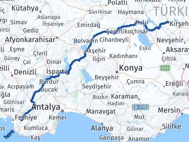 Muğla Seydikemer Kırşehir Arası Kaç Km - Yol Haritası