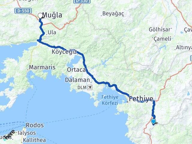 Korubükü Muğla Otogarı Arası Kaç Km - Yol Tarifi