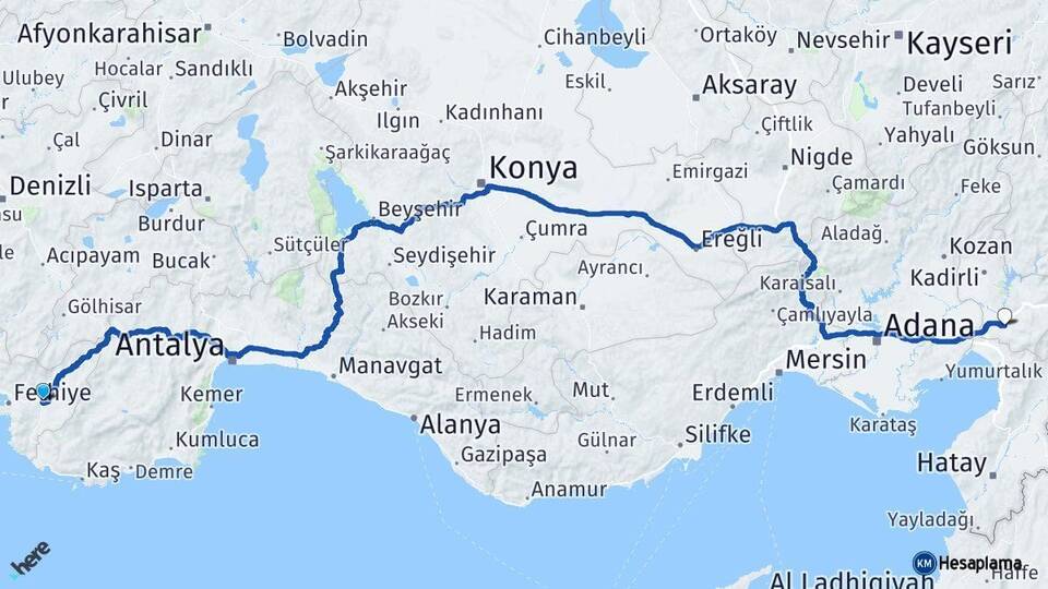 Muğla Seydikemer Osmaniye Arası Kaç Km - Yol Haritası