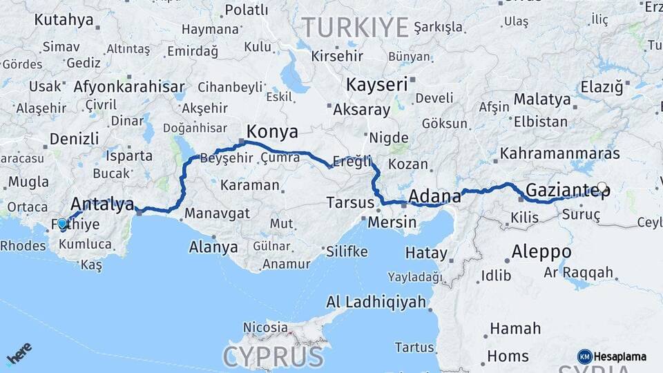 Muğla Seydikemer Şanlıurfa Arası Kaç Km - Yol Haritası