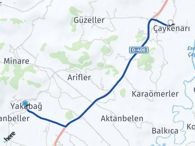 Yakabağ Çaykenarı Arası Kaç Km - Yol Tarifi