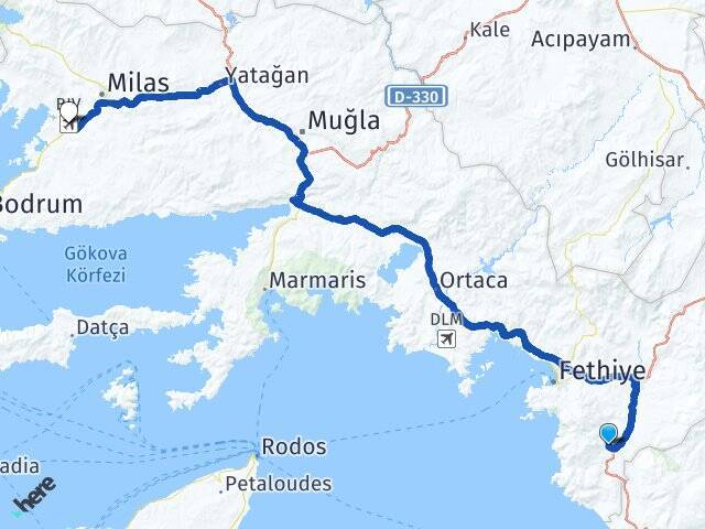 Yakabağ Milas Bodrum Havalimanı Arası Kaç Km - Yol Tarifi