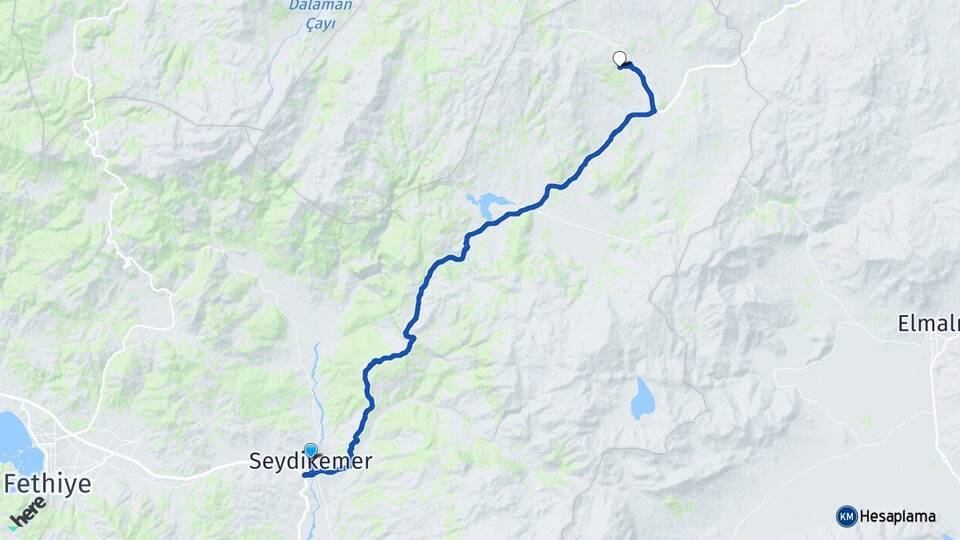 Muğla Seydikemer Yayla Karaçulha Seydikemer Arası Kaç Km - Yol Haritası