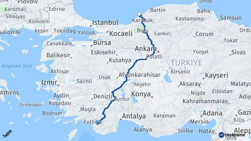 Muğla Seydikemer Zonguldak Arası Kaç Km - Yol Haritası