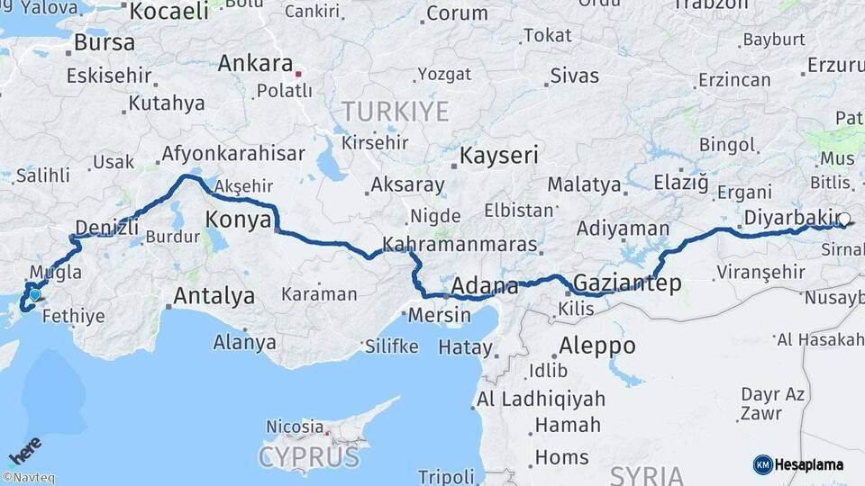 Muğla Siirt Arası Kaç Km - Yol Haritası