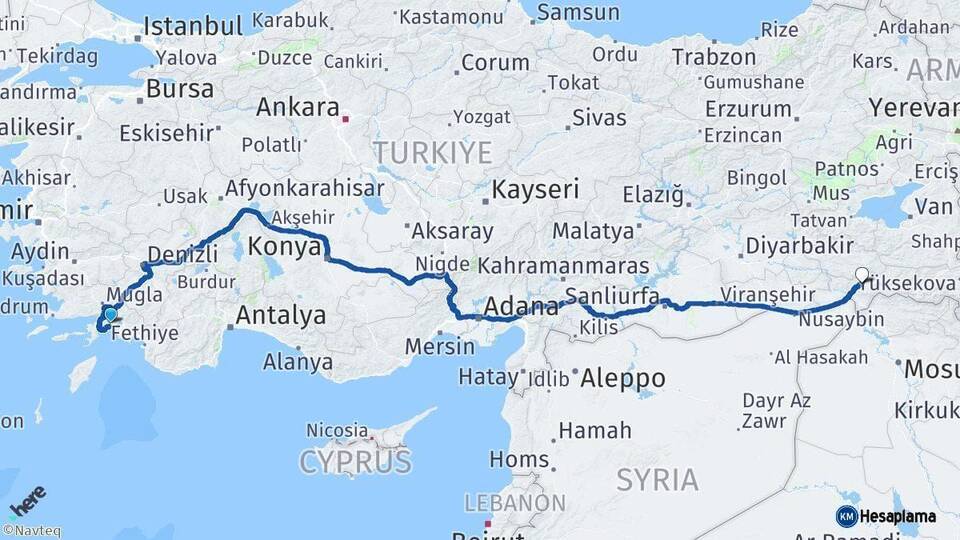 Muğla Şırnak Arası Kaç Km - Yol Haritası