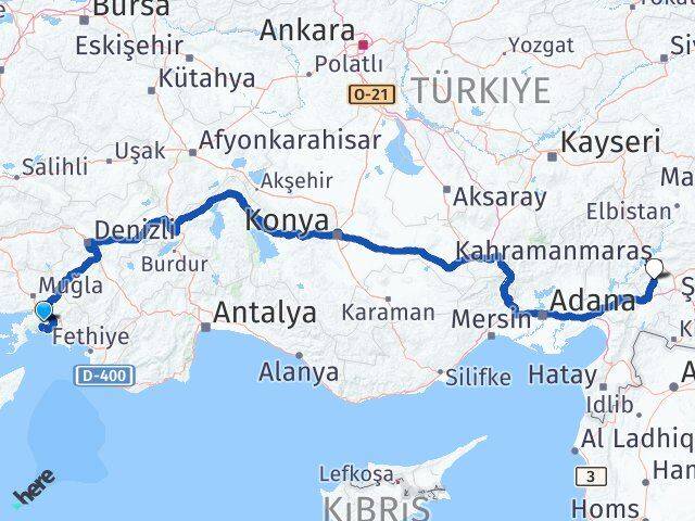 Muğla Türkoğlu Kahramanmaraş Arası Kaç Km - Yol Haritası