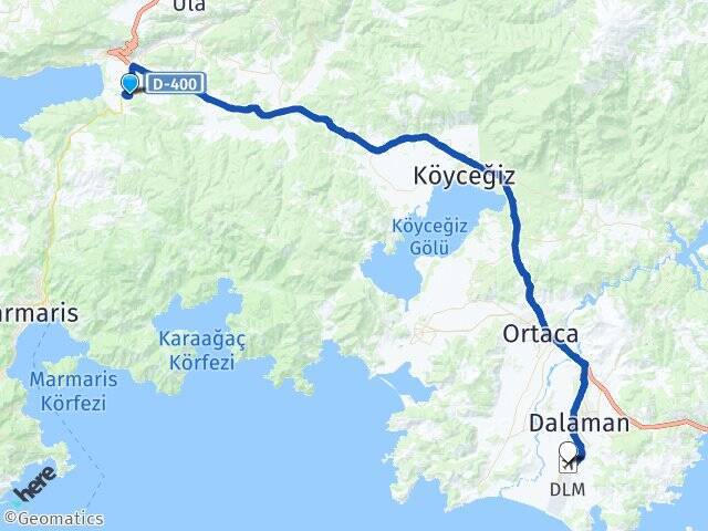 Akçapınar Muğla Dalaman Havalimanı Arası Kaç Km - Yol Tarifi