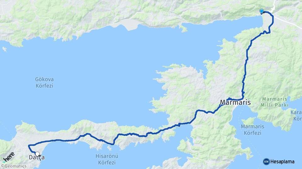 Muğla Ula Akyaka Datça Arası Kaç Km - Yol Haritası