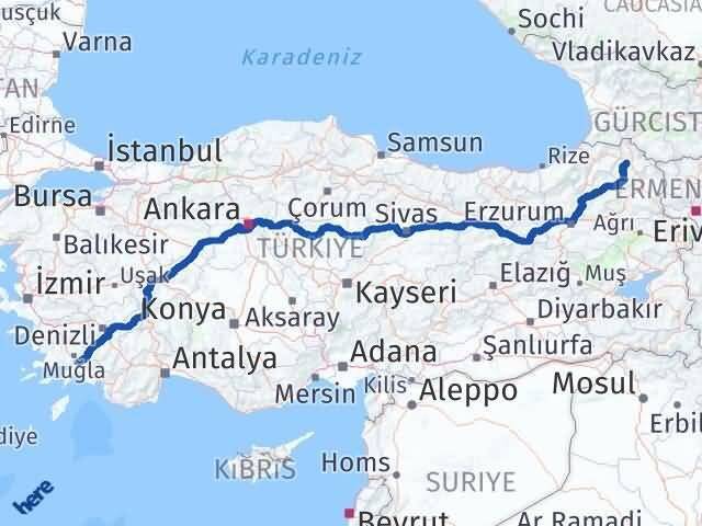 Muğla Ula Ardahan Arası Kaç Km - Yol Haritası