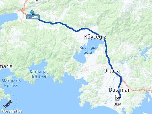 Ataköy Muğla Dalaman Havalimanı Arası Kaç Km - Yol Tarifi