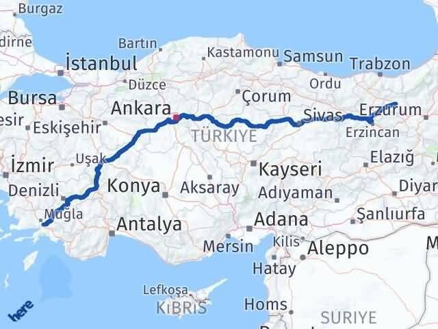 Muğla Ula Bayburt Arası Kaç Km - Yol Haritası