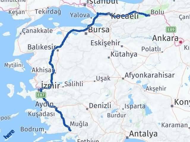 Muğla Ula Bolu Arası Kaç Km - Yol Haritası