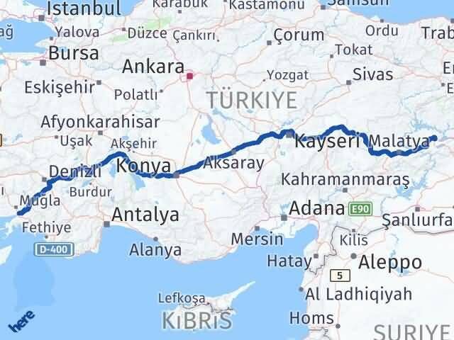 Muğla Ula Elazığ Arası Kaç Km - Yol Haritası