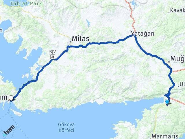 Gökçe Bodrum Feribot İskelesi Arası Kaç Km - Yol Tarifi