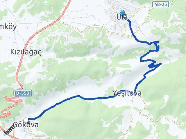 Muğla Ula Gökova Ula Arası Kaç Km - Yol Haritası