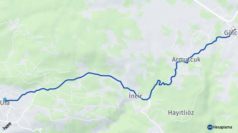 Muğla Ula Gölcük Ula Arası Kaç Km - Yol Haritası