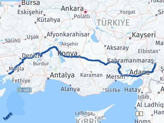 Muğla Ula Kahramanmaraş Arası Kaç Km - Yol Haritası
