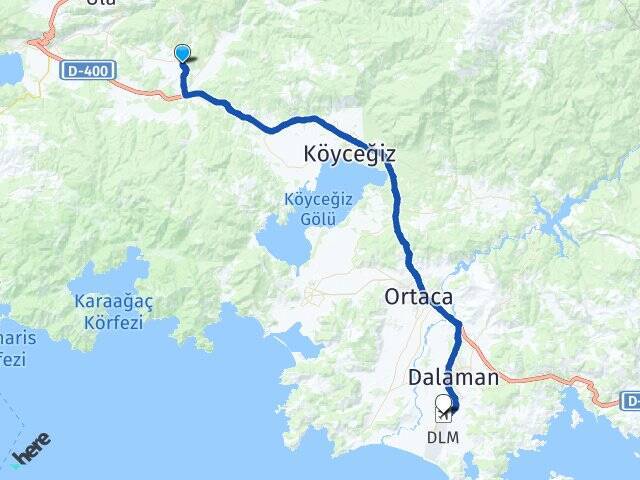 Karabörtlen Muğla Dalaman Havalimanı Arası Kaç Km - Yol Tarifi