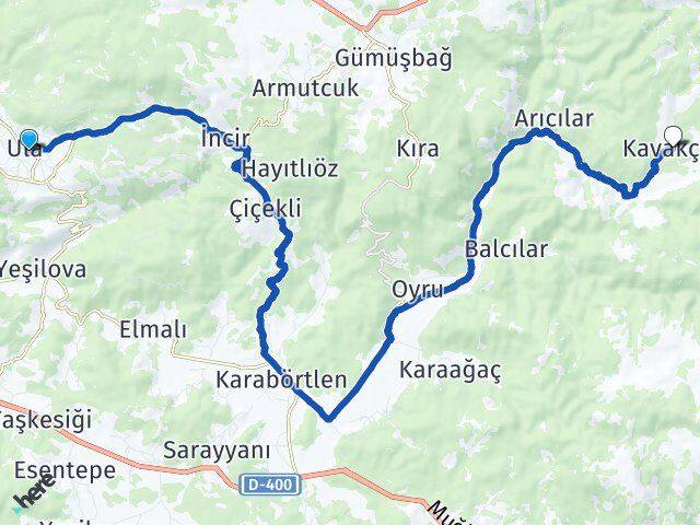 Muğla Ula Kavakçalı Ula Arası Kaç Km - Yol Haritası