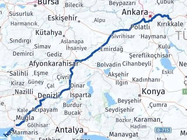Muğla Ula Kırıkkale Arası Kaç Km - Yol Haritası