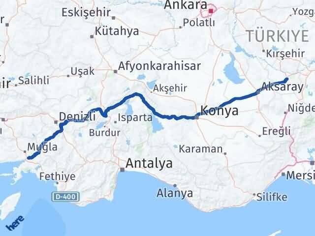Muğla Ula Nevşehir Arası Kaç Km - Yol Haritası
