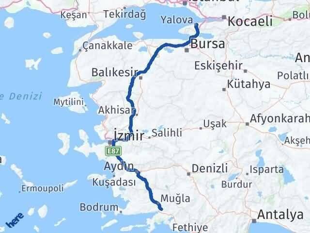Muğla Ula Yalova Arası Kaç Km - Yol Haritası