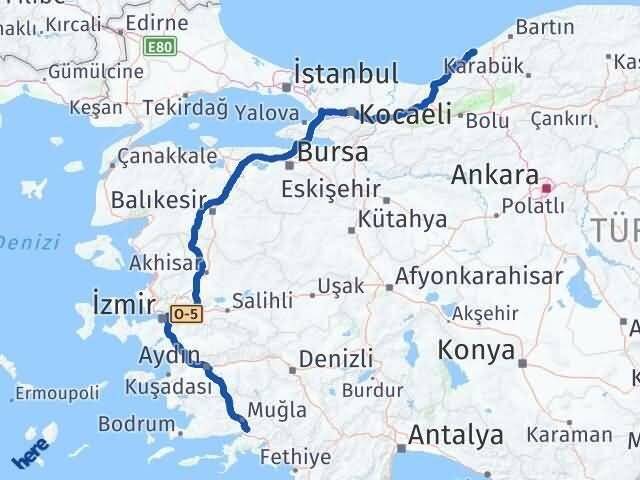 Muğla Ula Zonguldak Arası Kaç Km - Yol Haritası