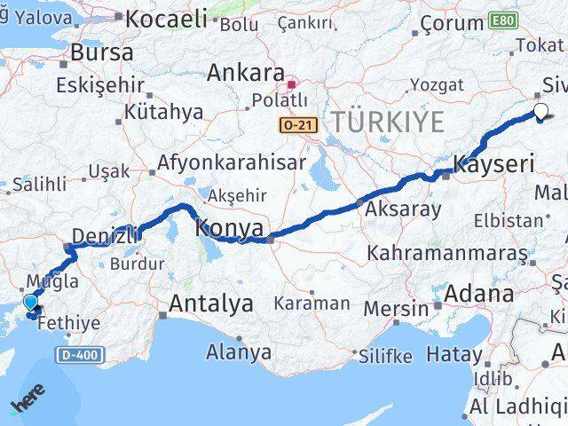 Muğla Ulaş Sivas Arası Kaç Km - Yol Haritası