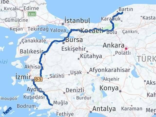 Muğla Ulus Bartın Arası Kaç Km - Yol Haritası