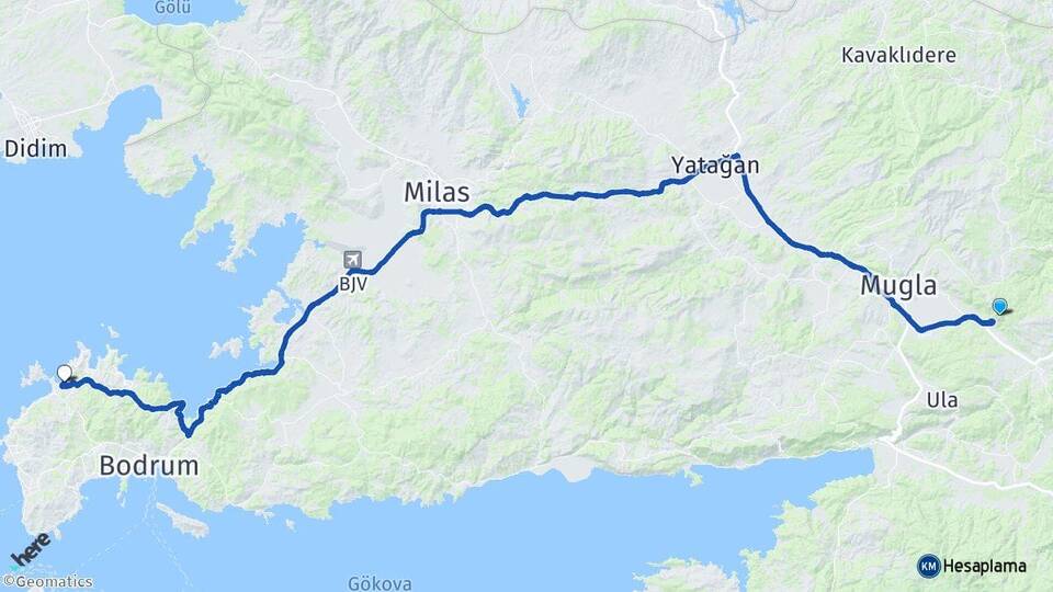 Muğla Yalıkavak Bodrum Arası Kaç Km - Yol Haritası