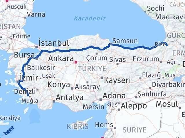 Muğla Yatağan Artvin Arası Kaç Km - Yol Haritası