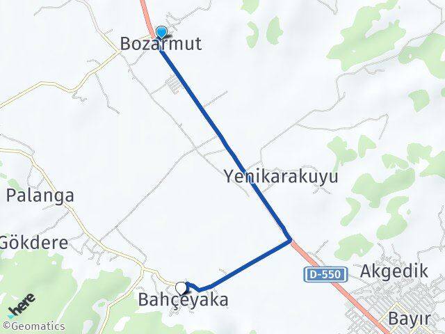Bozarmut Bahçeyaka Arası Kaç Km - Yol Tarifi