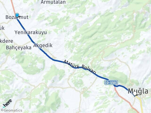 Bozarmut Muğla Otogarı Arası Kaç Km - Yol Tarifi