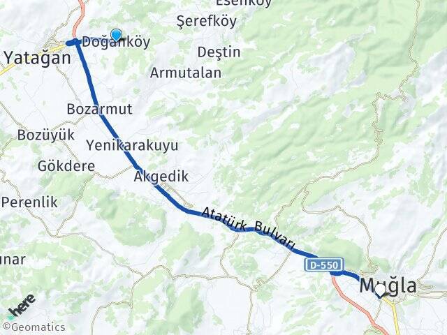 Doğanköy Muğla Otogarı Arası Kaç Km - Yol Tarifi