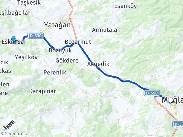 Eskihisar Muğla Otogarı Arası Kaç Km - Yol Tarifi
