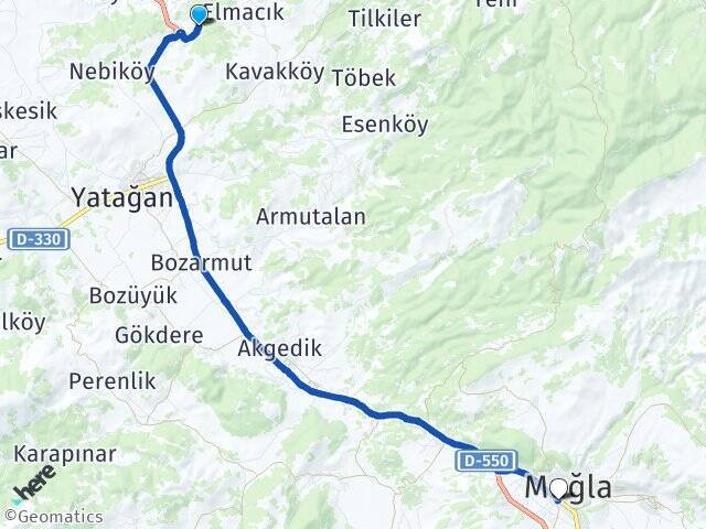 Kafacakaplancık Muğla Otogarı Arası Kaç Km - Yol Tarifi