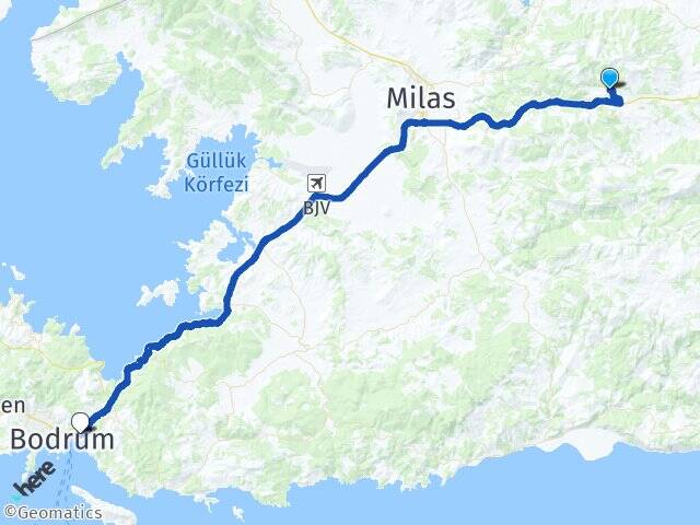 Kozağaç Bodrum Otogarı Arası Kaç Km - Yol Tarifi