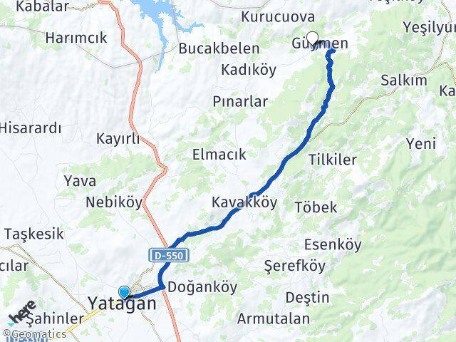 Muğla Yatağan Mesken Yatağan Arası Kaç Km - Yol Haritası