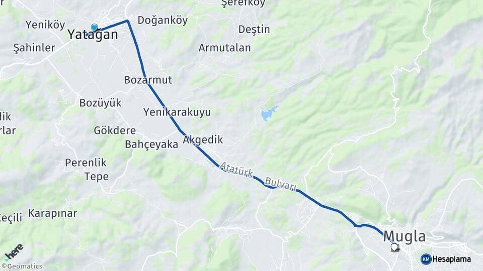 Yatağan Muğla Otogarı Arası Kaç Km - Yol Tarifi
