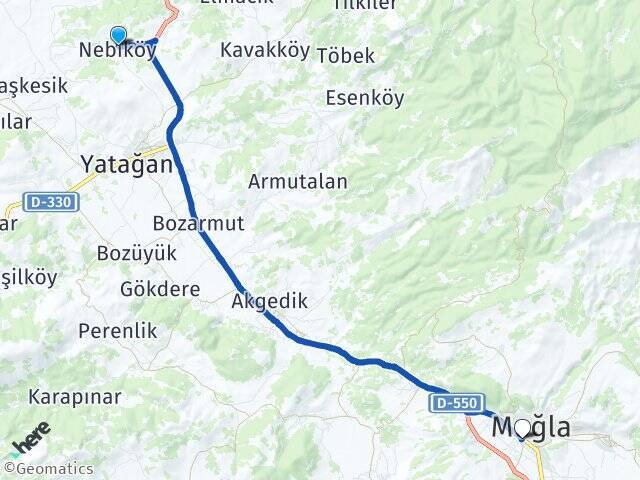 Nebiköy Muğla Otogarı Arası Kaç Km - Yol Tarifi