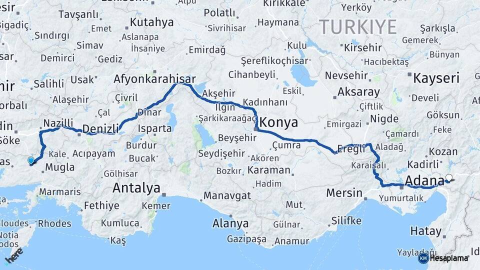 Muğla Yatağan Osmaniye Arası Kaç Km - Yol Haritası