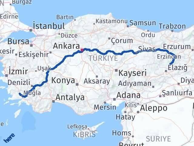 Muğla Yatağan Tunceli Arası Kaç Km - Yol Haritası