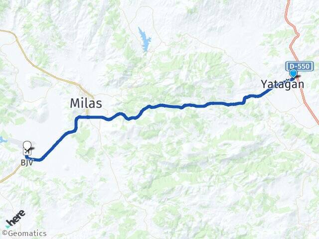 Yeni Milas Bodrum Havalimanı Arası Kaç Km - Yol Tarifi