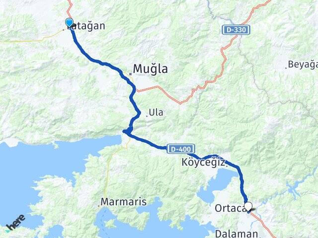 Yeni Ortaca Otogarı Arası Kaç Km - Yol Tarifi