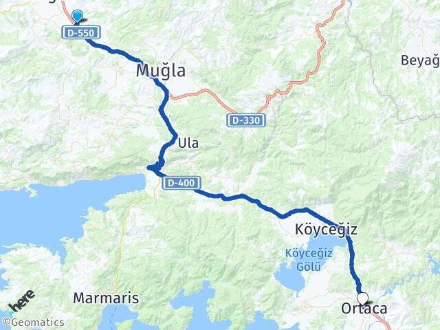 Yenikarakuyu Ortaca Otogarı Arası Kaç Km - Yol Tarifi