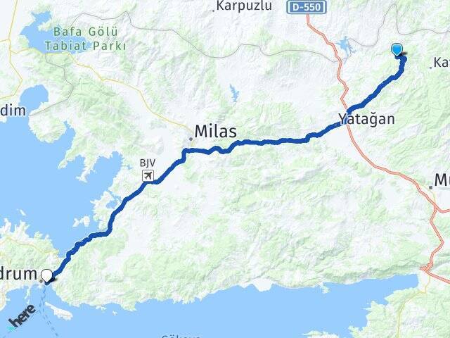 Yukarıyayla Bodrum Feribot İskelesi Arası Kaç Km - Yol Tarifi
